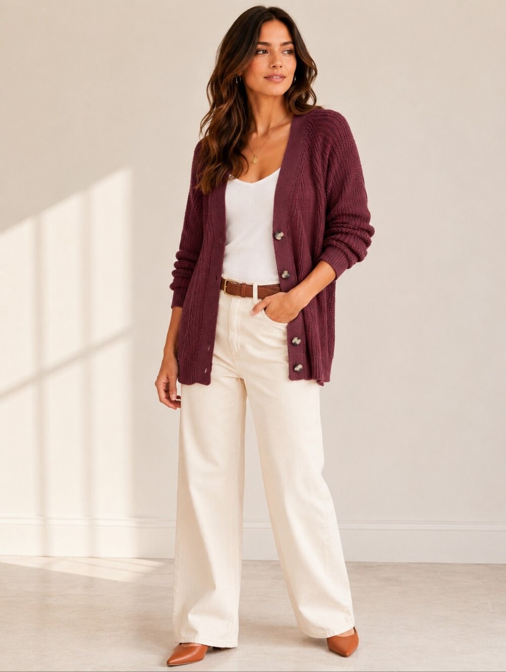 Gap Knit Sweater Cardigan In Maroon Old Money Preppy Style M
